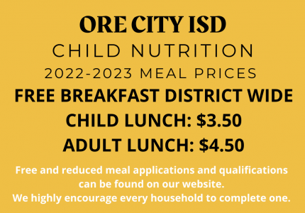 Photo depicting Ore City ISD Child Nutrition Information