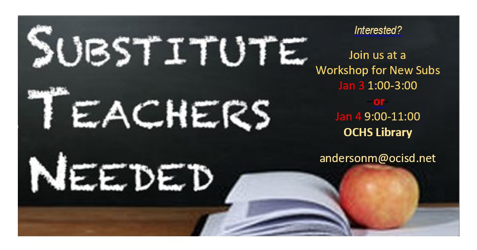 Substitute Teacher Workshop Jan 3 or Jan 4